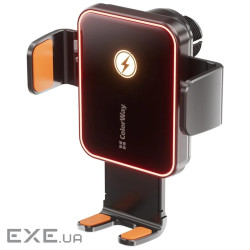 Автотримач для телефону ColorWay Ultra-mini, Black, бездротова зарядка (Qi, 15 Вт), (CW-CHAW069Q-BK)