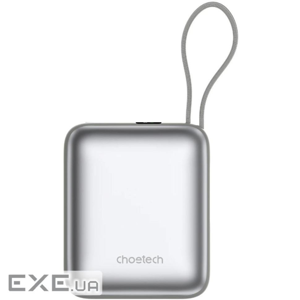 УМБ Choetech 10000mAh 35W PD3.0 USB-C In/Out, LED Display, with buid-in type-C cabel сіра (B832-GY)