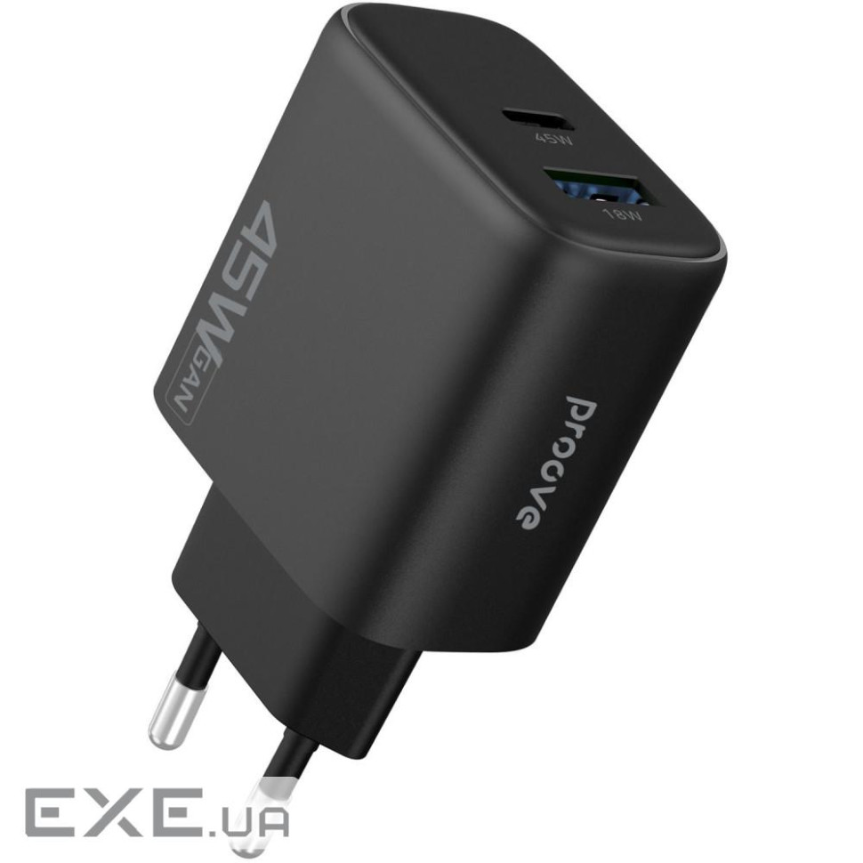 СЗУ Proove Silicone Power 2 45W (Type-C+USB) black (WCSP24110001)