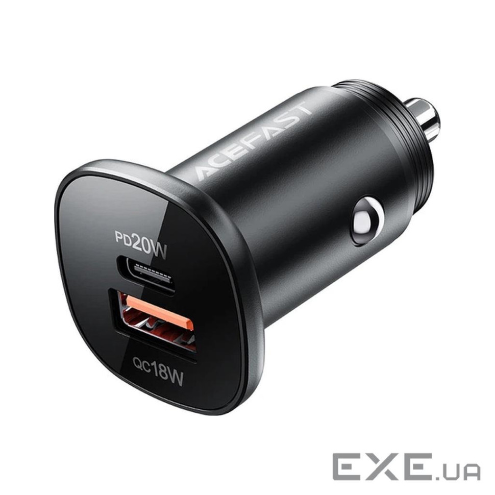 Зарядний пристрій Acefast 1xUSB-C PD20W + 1xUSB QC3.0 18W car adapter metal (6974316280330)