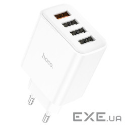 СЗУ 110-240V HOCO C102A 4xUSB, QC3.0, White, Blister (HOCO C102A / W)