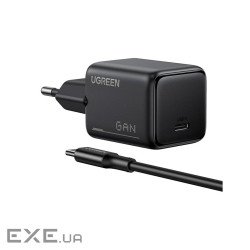 Зарядний пристрій Ugreen X517 USB-C PD25W GaN black (65736)