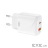 Зарядний пристрій XO 1xUSB-C PD20W + 1xUSB QC3.0 White (L158.white)