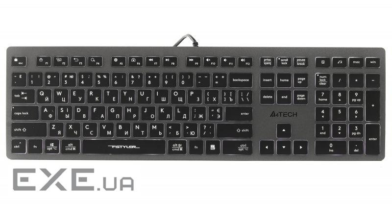 Клавіатура A4Tech Fstyler FX60H GREY / WHITE Black USB (FX60H USB (Grey) White backlit)