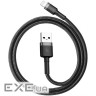 Дата кабель USB 2.0 AM to Lightning 2.0m Cafule 1.5A gray+black Baseus (CALKLF-CG1)