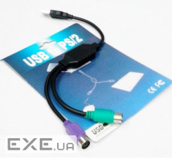 Перехідник USB AM / 2*PS2, 20см, Black OEM Q25 (09109) , Black OEM Q25 (09109)