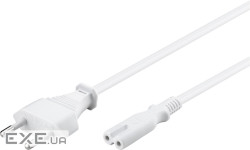 Кабель живлення пристроїв IEC(EuroPlug)-(C7)Euro8 M/M 5.0m,0.75mm D=6.0mm,білий (84.00.7214-1)