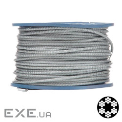 Трос APRO 3мм (2+1мм) DIN 3055 (6x7+FC) бухта 200м в ПВХ оплетке оцинкованный