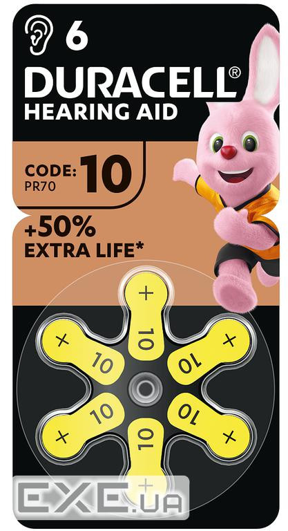 Батарейка Duracell 10 / P10 / PR70 Zinc Air (1.4V) * 6 (5007510/5011445) (5004320)