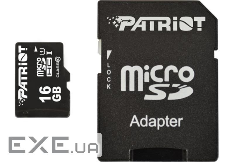 Карта пам'яті PATRIOT microSDHC LX 16GB UHS-I Class 10 + SD-adapter (PSF16GMCSDHC10)