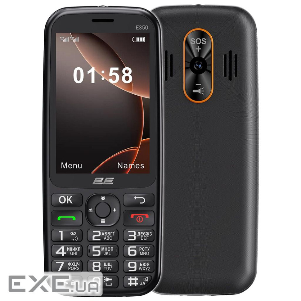 Мобільний телефон 2E E350 3.5 2SIM, 3000мА год, чорний (694743656879)