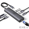 Концентратор Ugreen USB-C to HDMI + 2xUSB 3.2 + USB-C 3.2 + RJ45 + PD CM512 gray (45000)