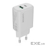 Зарядний пристрій Canyon OnCharge 200 20W 1xPD 1xQC EU White (CNE-CHA200-21)