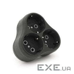Розетка трійник із заземленням A202В, 2Р+PE, 16А Black, Q14 (NX1114) Black, Q14 (NX1114)