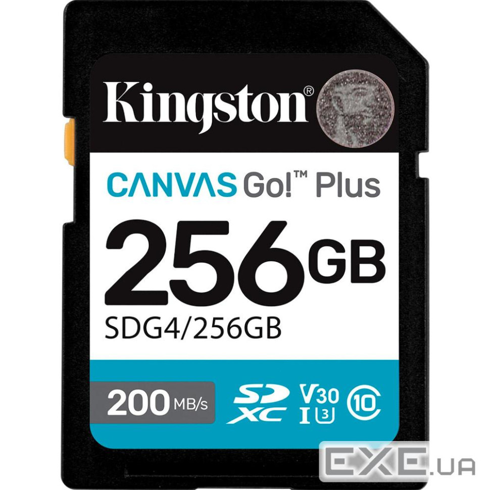 Карта пам"яті Kingston 256GB SDXC сlass 10 UHS-I U3 V30 Canvas Go Plus G4 (SDG4/256GB)