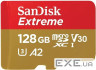 Карта пам'яті SANDISK microSDXC Extreme 128GB UHS-I U3 V30 A2 Class 10 + SD-adap (SDSQXAA-128G-GN6MA)