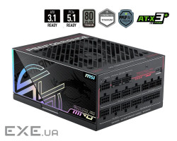Блок живлення MSI 1600W (MPG AI1600TS PCIE5)