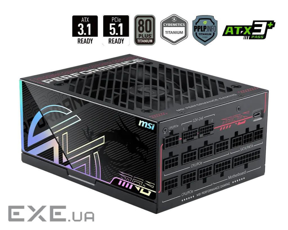 Блок живлення MSI 1600W (MPG AI1600TS PCIE5)
