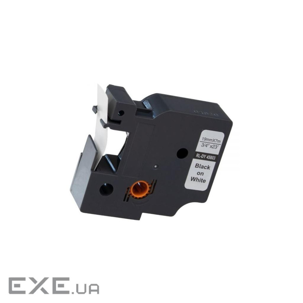 Стрічка для принтера етикеток UKRMARK RL-D-45803P-BK/WT, аналог DYMO S0720830, 19мм х 7м . (CD45803P)