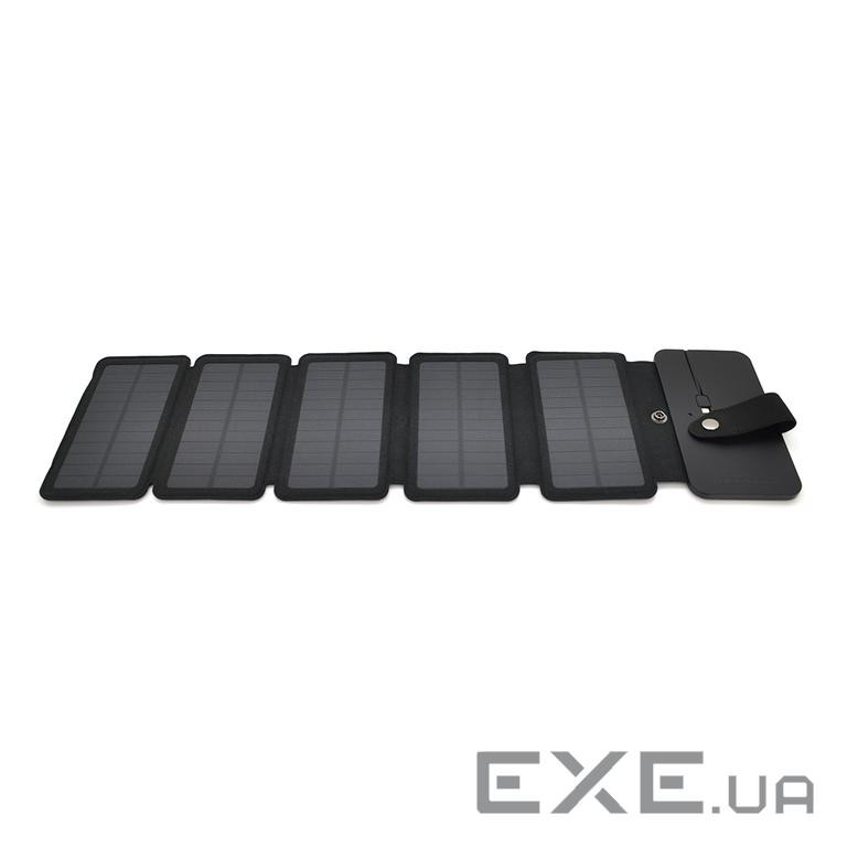 Solar panel 5 Foldings, built-in microUSB cable, Output: 5 / 1,2 А (USB), plastic, Black, Cor (26933)