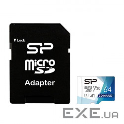MicroSDXC card 64G U3 A1 V30 SILICON POWER Superior Color 100R/80W + adapter (SP064GBSTXDU3V20AB)