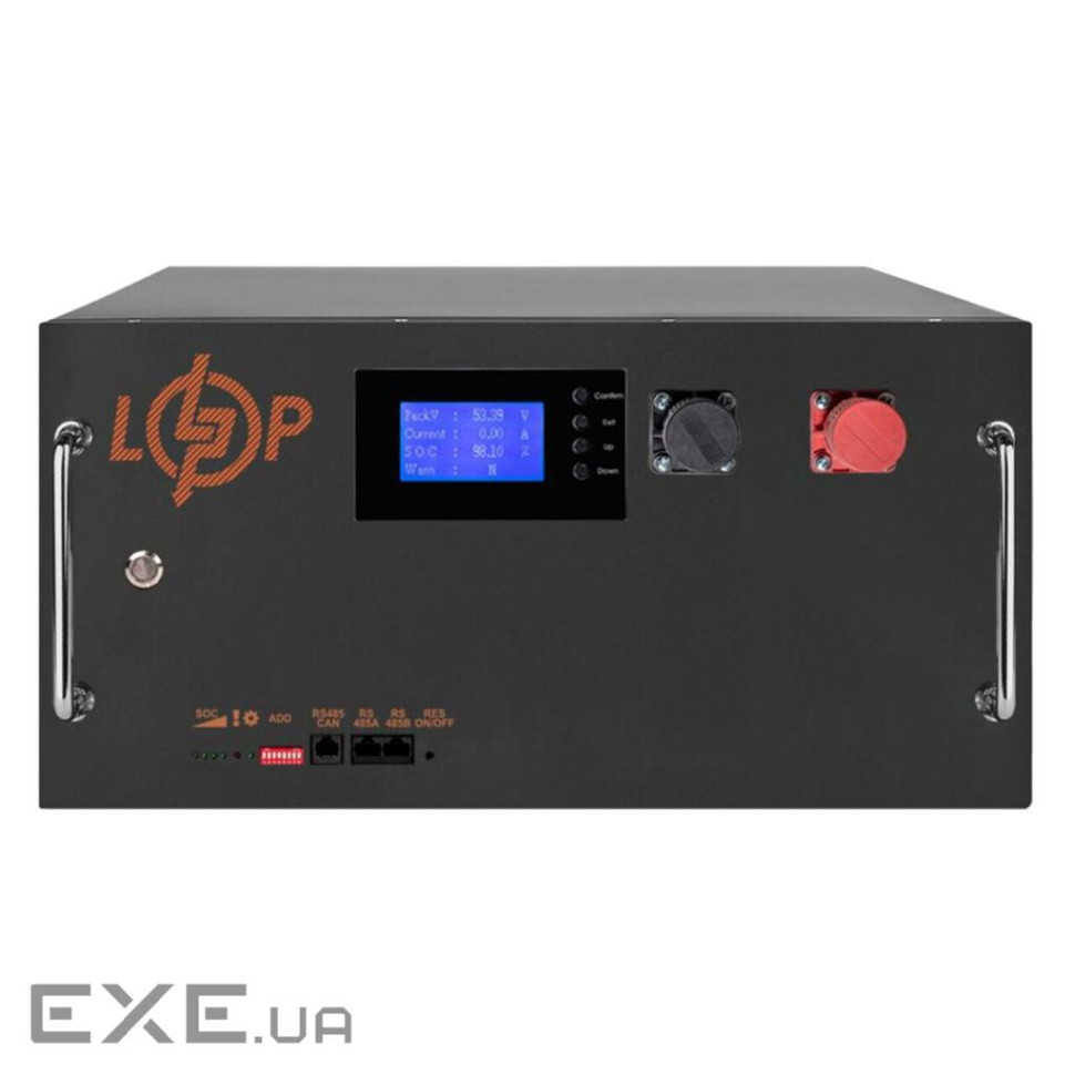 Аккумулятор LP LiFePO4 51,2V-150 Ah (7680 Wh) (BMS SP 150A/100 А) RM RS485/CAN LCD BL (41763)