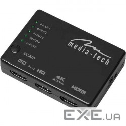 HDMI свитч 5 to 1 MEDIA-TECH 4K 5-port w/remote (MT5207)