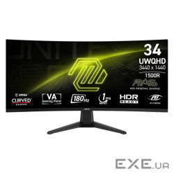 Монітор MSI 34" MAG 346CQ 2xHDMI, DP, Audio, VA, 3440x1440, 21:9, 180Hz, 1ms, sRGB 100%, CURVED