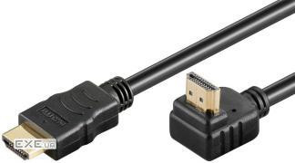 Кабель монітора-сигнальний Goobay HDMI M/M 2.0m, HS+HEC+ARC 90 вгору 4K@30Hz Gold (75.03.1917-1)