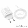 Мережевий зарядний пристрій HOCO C80A Plus Rapido PD20W+QC3.0 charger set(C to iP) W (6931474779892)