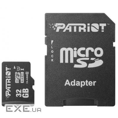 Карта пам'яті PATRIOT microSDHC LX 32GB UHS-I Class 10 + SD-adapter (PSF32GMCSDHC10)