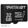 Карта пам'яті PATRIOT microSDHC LX 32GB UHS-I Class 10 + SD-adapter (PSF32GMCSDHC10)