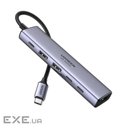 Концентратор Ugreen USB-C to HDMI + 2xUSB 3.2 + 2xUSB-C 3.2 + PD CM511 gray (35999)