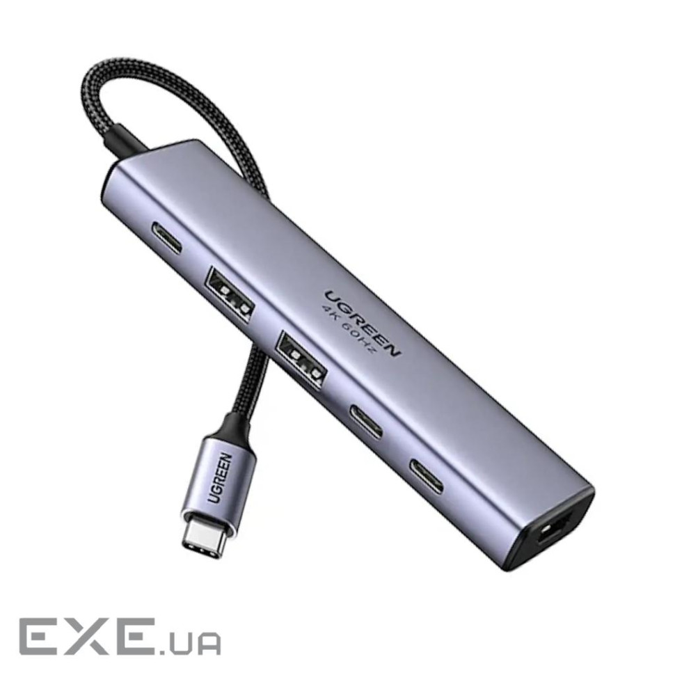 Концентратор Ugreen USB-C to HDMI + 2xUSB 3.2 + 2xUSB-C 3.2 + PD CM511 gray (35999)