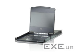 8-портовий KVM DVI комутатор Single Rail з 17" FullHD LCD екраном, 19 '', 2 кабелю (CL6708MW-ATA-RG)