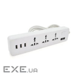 Мережевий фільтр ТВ-Т13, 3 розетки + 3 USB, 2 м, перетин 3х0, 75мм, 2500W, White, (ТВ-Т13-White)