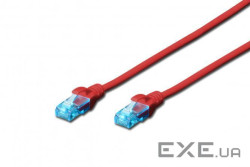 Патч-корд 2E CAT 5e, UTP, 1м, 26AWG, RJ45, 7/0.16, Cu, LSZH, червоний (2E-PC5ECU-1LSZH-RED)