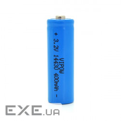 Battery 14430 LiFePO4 (size 3/4AA), 400mAh, 3.2V, TipTop, blue Vipow (IFR14430-400mAhTT / 25540)