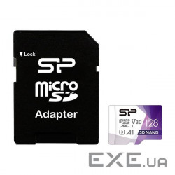 MicroSDXC card 128G U3 A1 V30 SILICON POWER Superior Color 100R/80W + adapter (SP128GBSTXDU3V20AB)