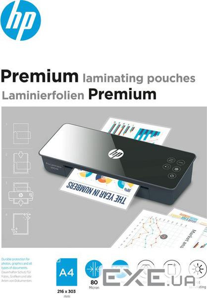Плівка для ламінування HP Premium Laminating Pouches, A4, 80 Mic, 216x303, 100 pcs (9123) HP Premium Laminating Pouches,