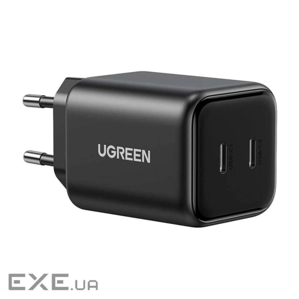 Зарядний пристрій Ugreen X526 2xUSB-C PD45W GaN black (65058)
