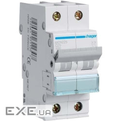 Автоматичний вимикач Hager 2-п. C 25A (6kA) 2M (A) (MCN225)