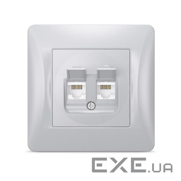 Комп'ютерна розетка Videx BINERA CAT6+CAT6 подвійна срібло (VF-BNSK2PC6-SS)