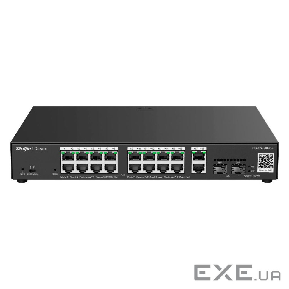 20-портовий гігабітний POE комутатор Ruijie Reyee RG-ES220GS-P