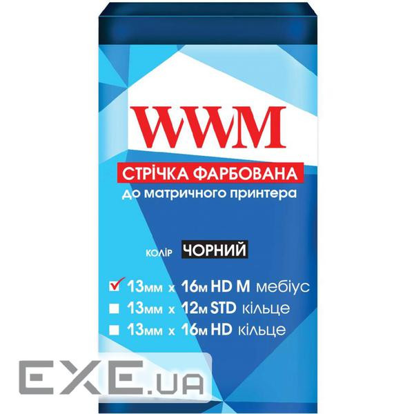 Стрічка до принтерів 13мм х 16м HD л. Black WWM (R13.16HM)