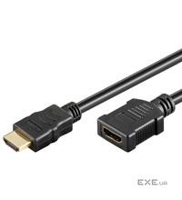 Кабель монітора-подовжувач Goobay HDMI M/F 3.0m, HS+HEC+ARC D=6.0mm 4K@30Hz Gold (75.03.1938-1)