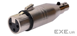 Перехідник аудіо XLR 3p-mini 3p F/F,адаптер прямий Metal корпус,металік (62.09.8508-1)