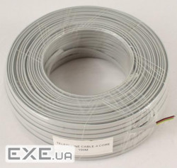 Телефонный кабель 4-пров., плоский медный серый (KD-TEL4C-GY) ціна за 1 метр Продається бухтой 100 м 