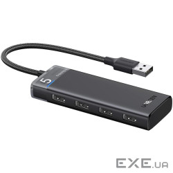 Хаб USB 3.0 -> 4хUSB-A 3.2 Gen1 10Gbps Black CM219 Ugreen (15548)