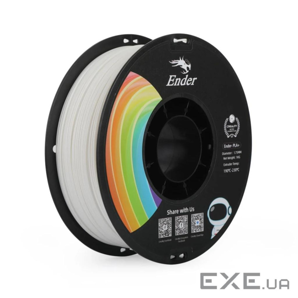 Пластик для 3D-принтера Creality PLA+ 1кг, 1.75мм, white (3301010305)